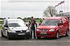 Coulthard with VW Caddy Racer and VW Caddy Sportline 
